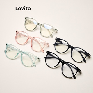 Lovito 女士休閒素色基本金屬防藍光眼鏡 LCS01004 (多色)