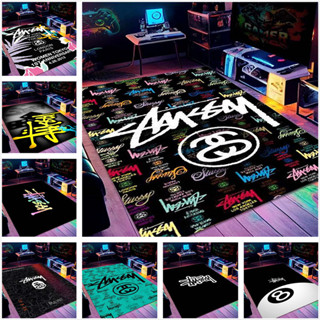 時尚潮流stussy logo印花地毯客廳沙發區玄關門墊兒童電競房間裝飾墊吸水防滑可定製-a