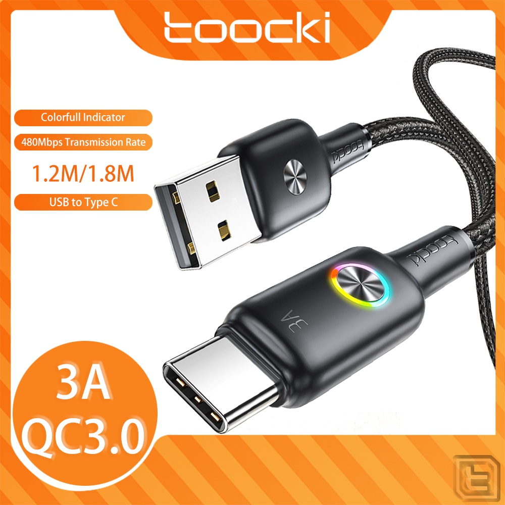 SAMSUNG Toocki 3A 快速充電線 USB C 型 QC3.0 數據線,帶創輝指示燈,適用於三星 LG