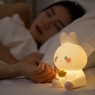 創意有前兔小夜燈女生兒童禮物矽膠燈起夜餵奶床頭伴睡小夜燈