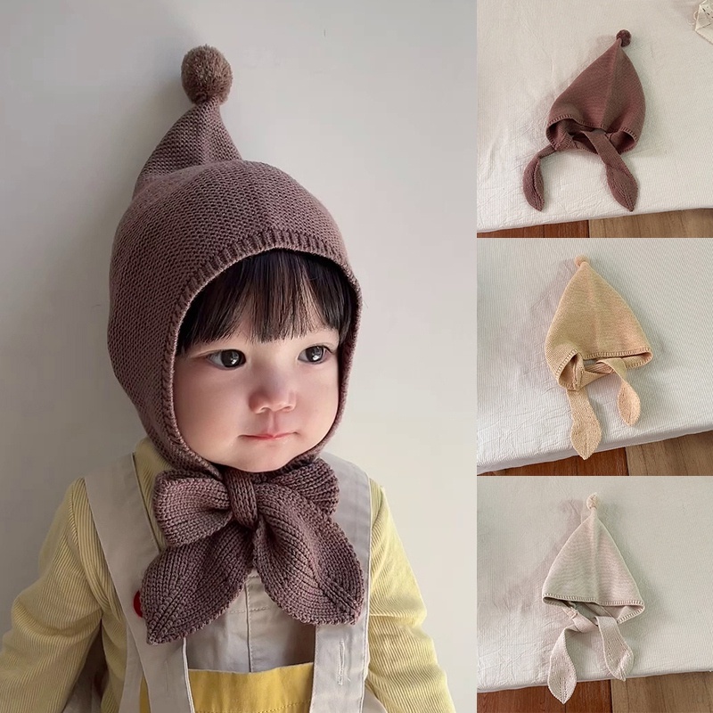 秋冬季可愛兒童針織帽 洋氣毛球抽繩護耳帽 潮童寶寶穿搭帽子【IU貝嬰屋】