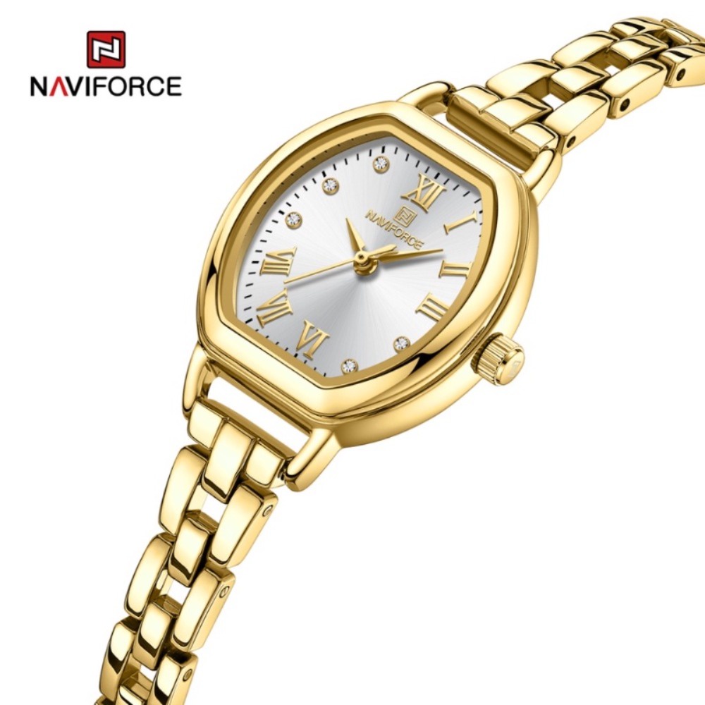Naviforce 5035 新款經典奢華女士手錶石英女士手錶優雅不銹鋼手鍊女女孩原裝時鐘