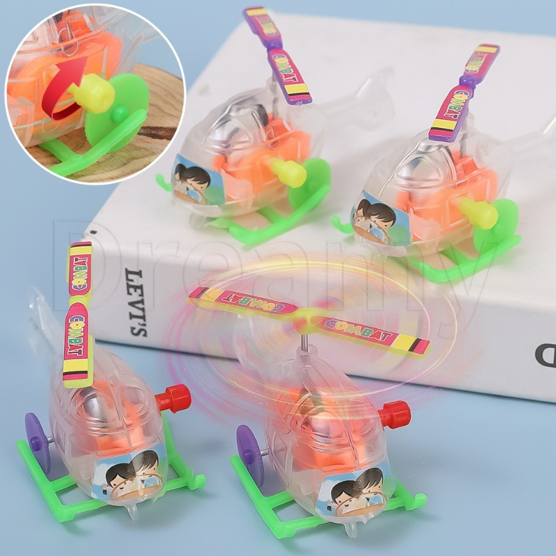 兒童透明直升機生日禮物/創意趣味發條彈簧小飛機/迷你可愛塑料鏈條直升機/發條自動行走發條玩具