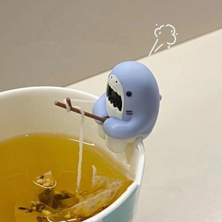 可重複使用的矽膠泡茶器創意鯊魚造型有趣的涼茶包咖啡過濾擴散器過濾器茶配件