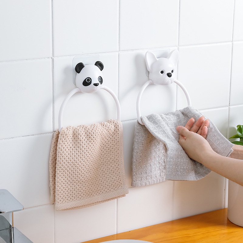 高品質浴室兒童毛巾掛 卡通毛巾環 免打孔毛巾架 廚房衛生棉毛巾杆單杆