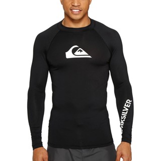 Quiksilver 男士衝浪潛水服皮疹防護長袖 T 恤紫外線防曬泳衣游泳緊身衝浪襯衫泳裝防曬衣