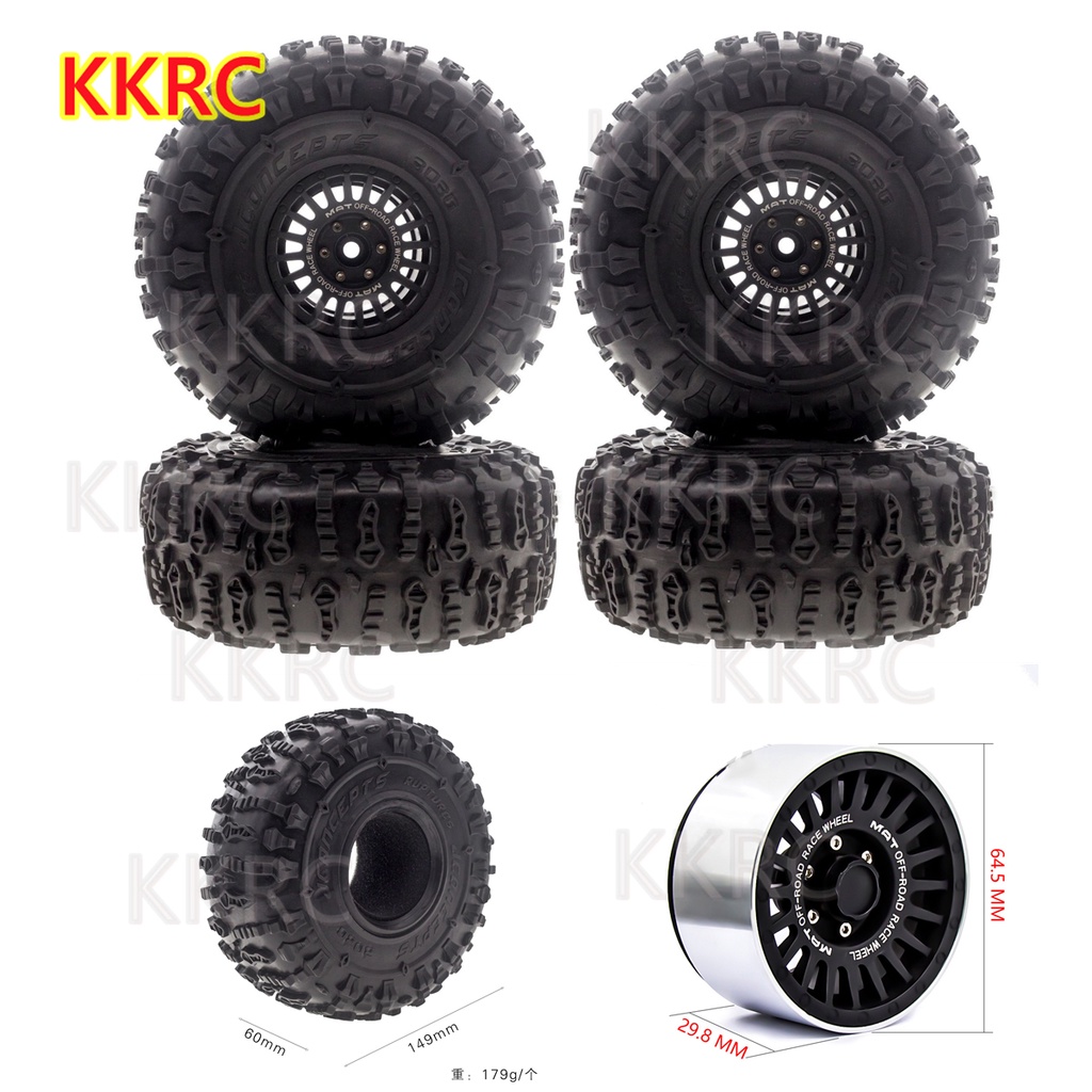 2.2 英寸鎖鏈輪圈和橡膠輪胎,適用於 1/10 RC Rock Crawler Axial SCX10 RR10 AX