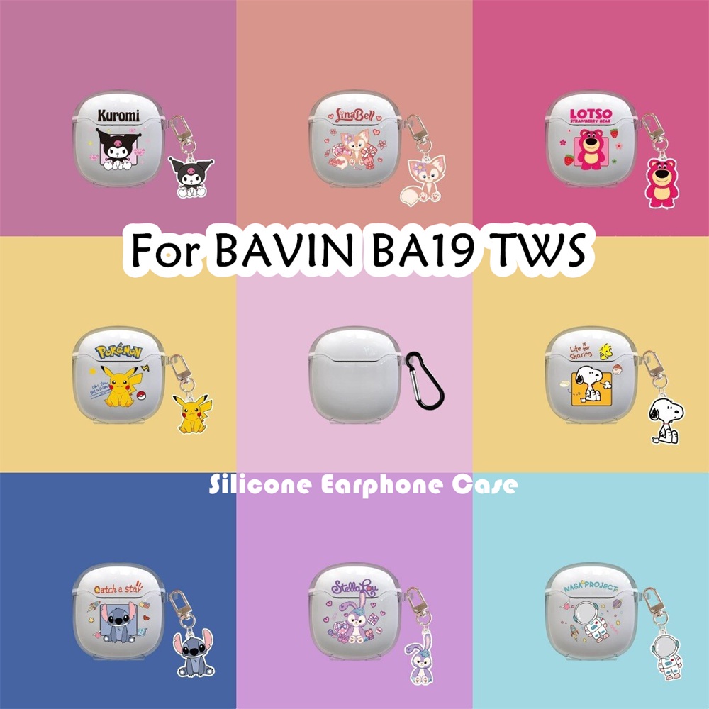 現貨!適用於 BAVIN BA19 TWS 保護套透明夏季風格卡通軟矽膠耳機保護套保護套