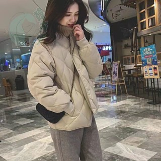 專櫃冬季清倉菱格短款羽絨棉服外套女冬季小個子夾棉保暖棉衣上衣羽絨外套秋冬外套