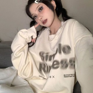 時尚字母印花衛衣女 秋季新款 美式hiphop加絨衛衣 日系原宿風長袖上衣 寬鬆顯瘦休閒上衣 內搭大學T