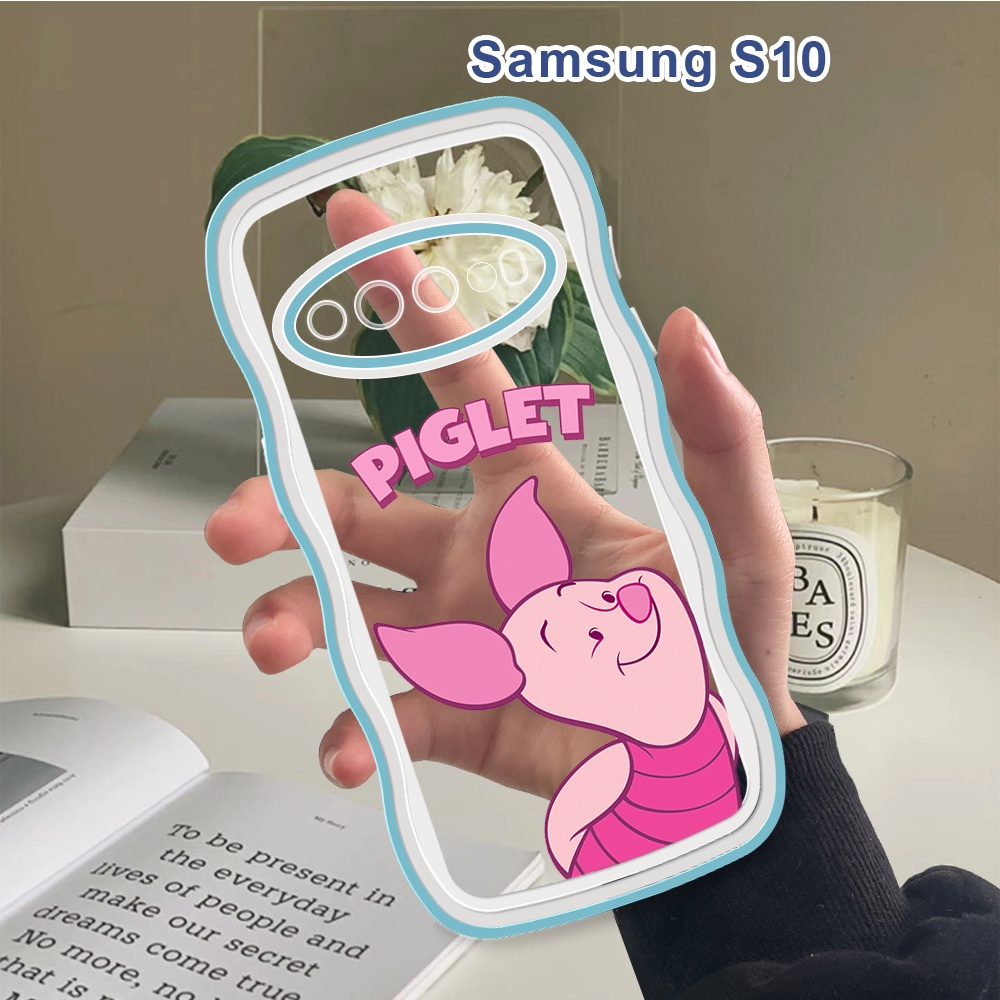 SAMSUNG 適用於三星 Galaxy S10 S9 S8 Plus 軟殼卡通小豬防震手機殼矽膠軟殼