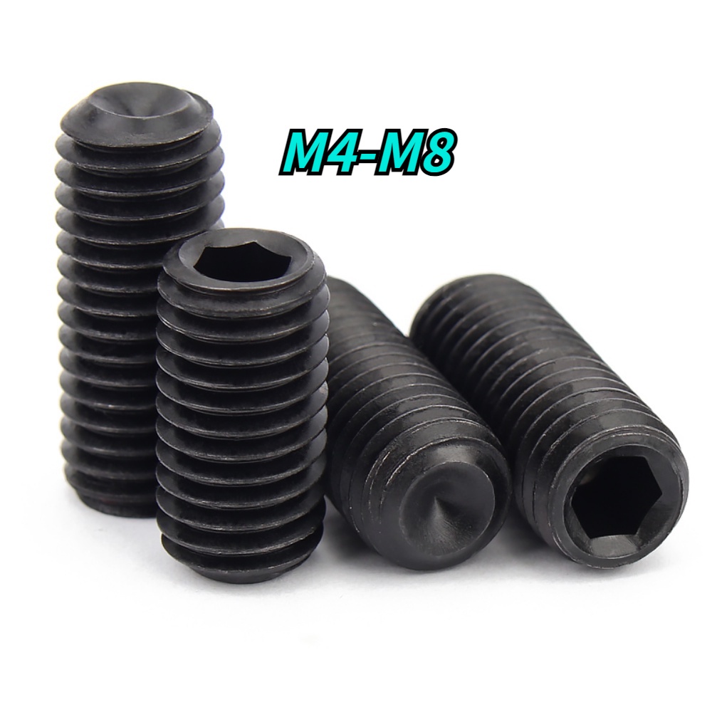 【HNK】 12.9級凹端緊定螺絲 無頭止付螺絲 黑色外螺紋螺釘 M4/M5/M6/M8