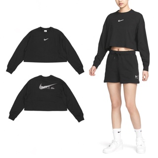 Nike 長袖 NSW Swoosh 女款 黑 長T 短版 寬鬆 【ACS】 DR5633-010