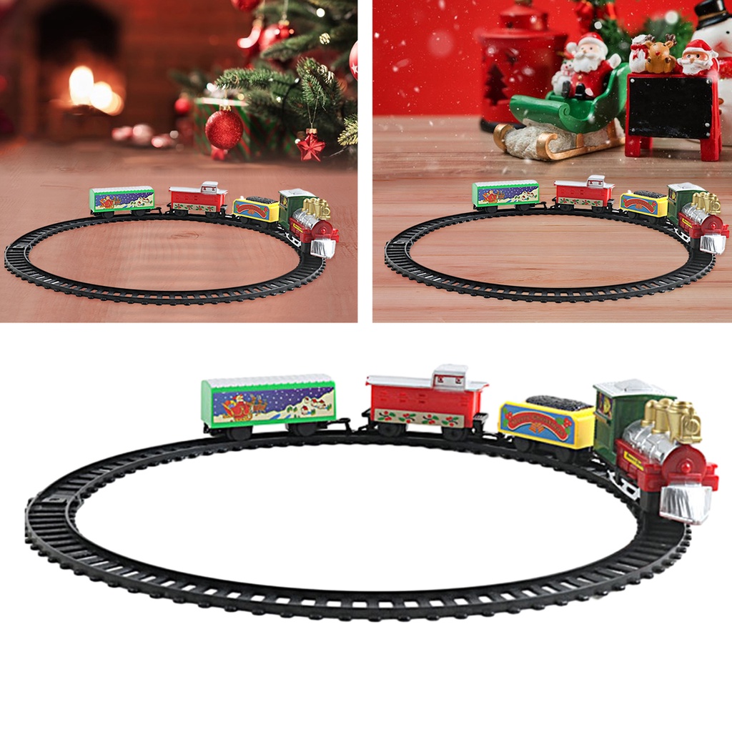 G_聖誕節*聖誕電動火車玩具燈光聲音小徑移動好細節多彩娛樂兒童聖誕玩具新年禮物復古火車小徑玩具