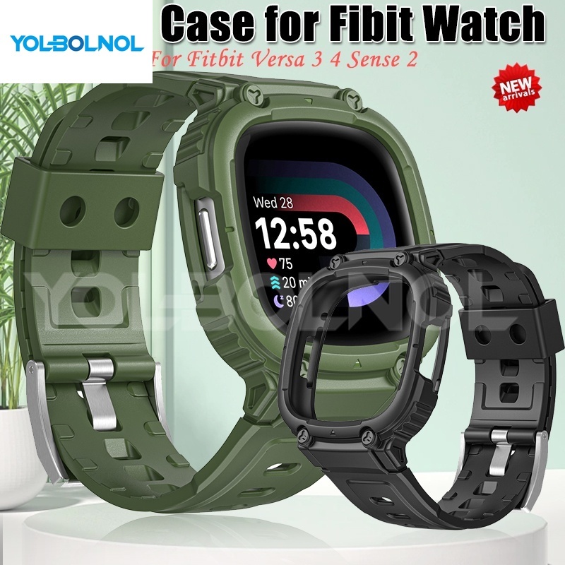 Tpu 錶帶保護套兼容 Fitbit Watch Versa 3 4 Sense 2 智能手錶腕帶替換一體式手鍊 Ver