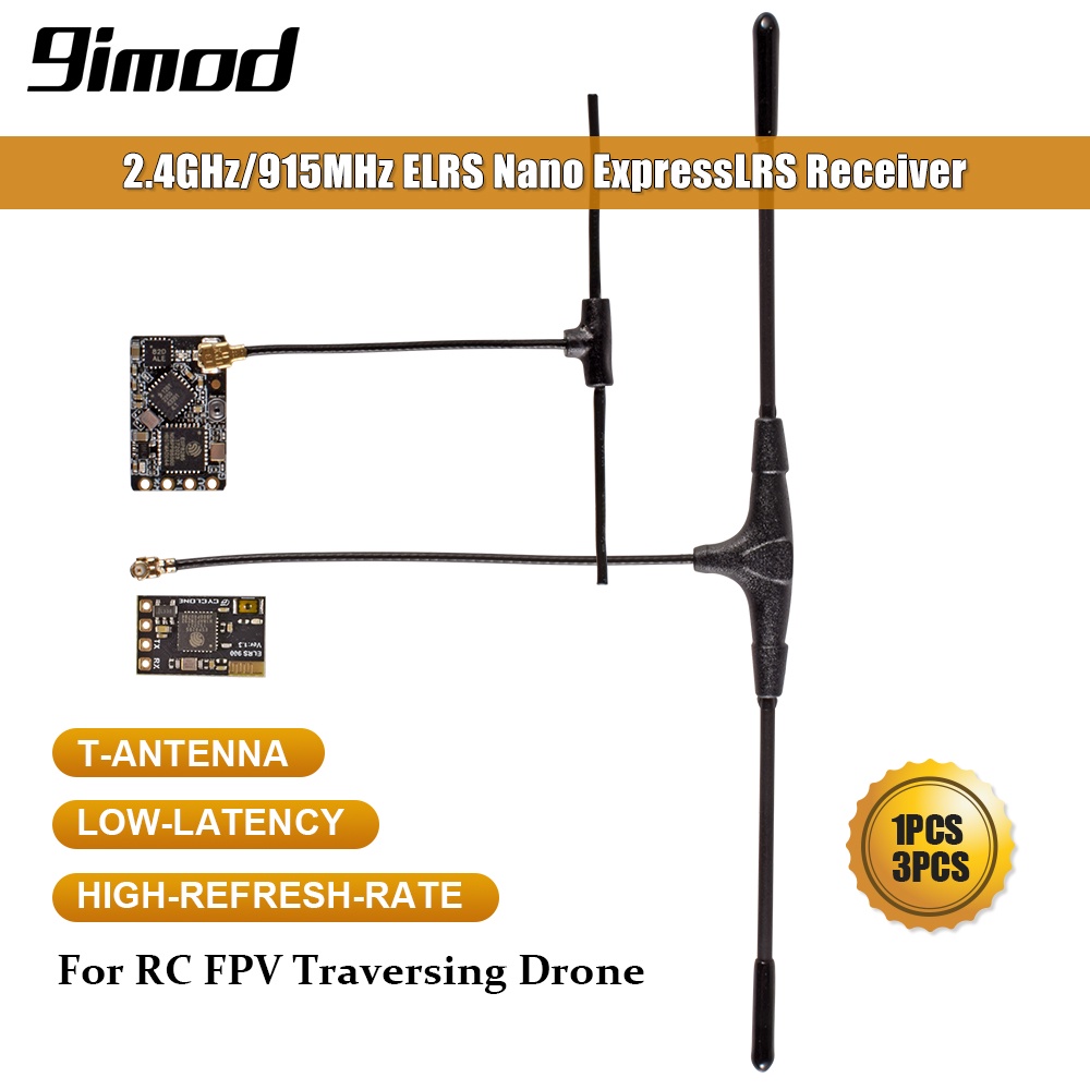 9imod 2.4GHz/915MHz ELRS Nano ExpressLRS 接收器,帶 T 天線支持 WiFi 升