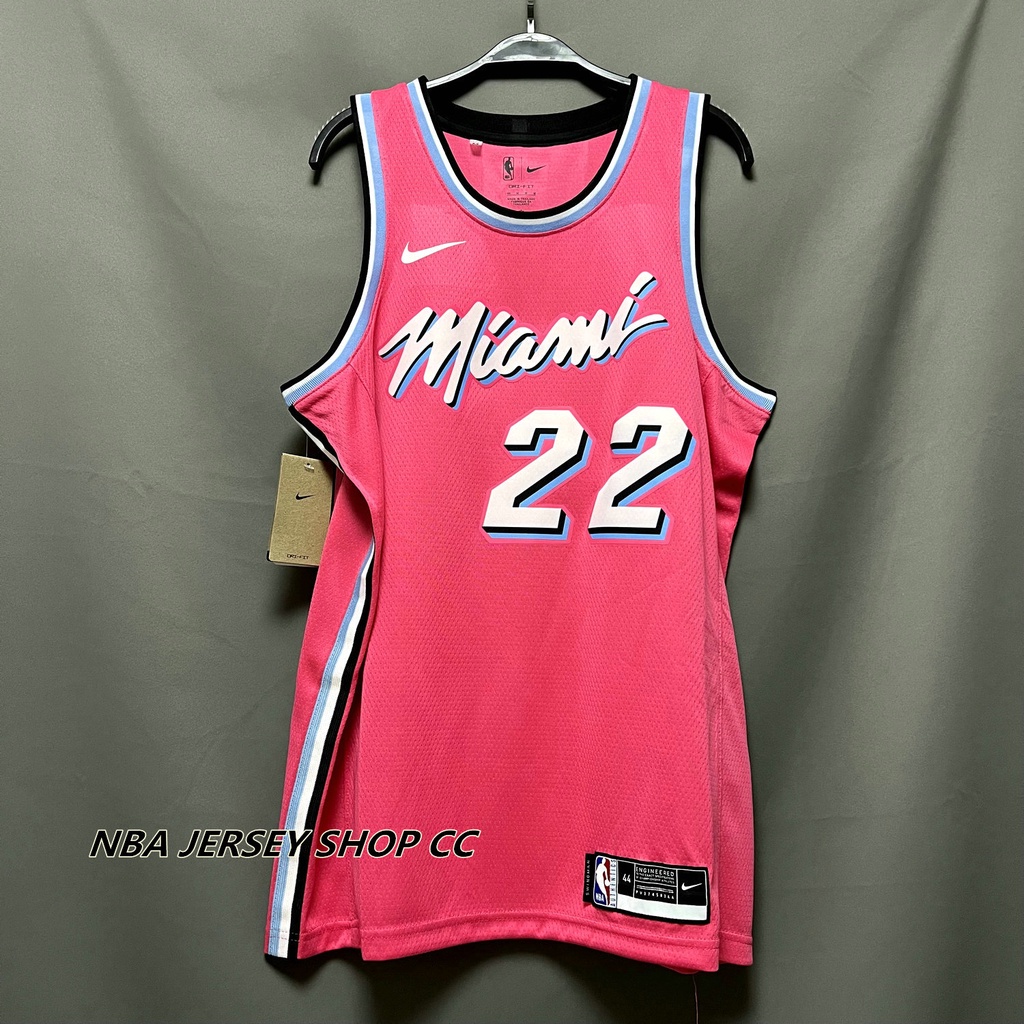 男士全新原創 NBA 邁阿密熱火 #22 Jimmy Butler 球衣粉色 Swingman 熱壓 H