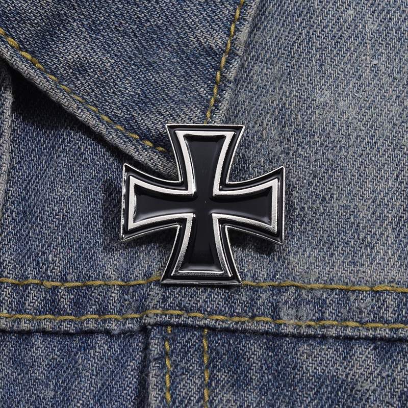 德國十字架傳統軍魂logo琺瑯胸針黑色榮耀背包徽章服裝配飾送朋友禮物首飾