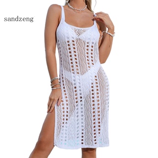 Sa 比基尼罩衫鏤空透視女士吊帶開衩太陽裙沙灘裝