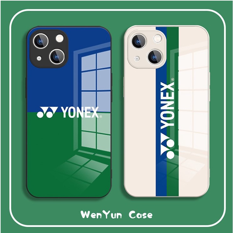 Yonex 羽毛球玻璃手機殼兼容 IPhone 15promax 14plus 13promax 12mini 11pr