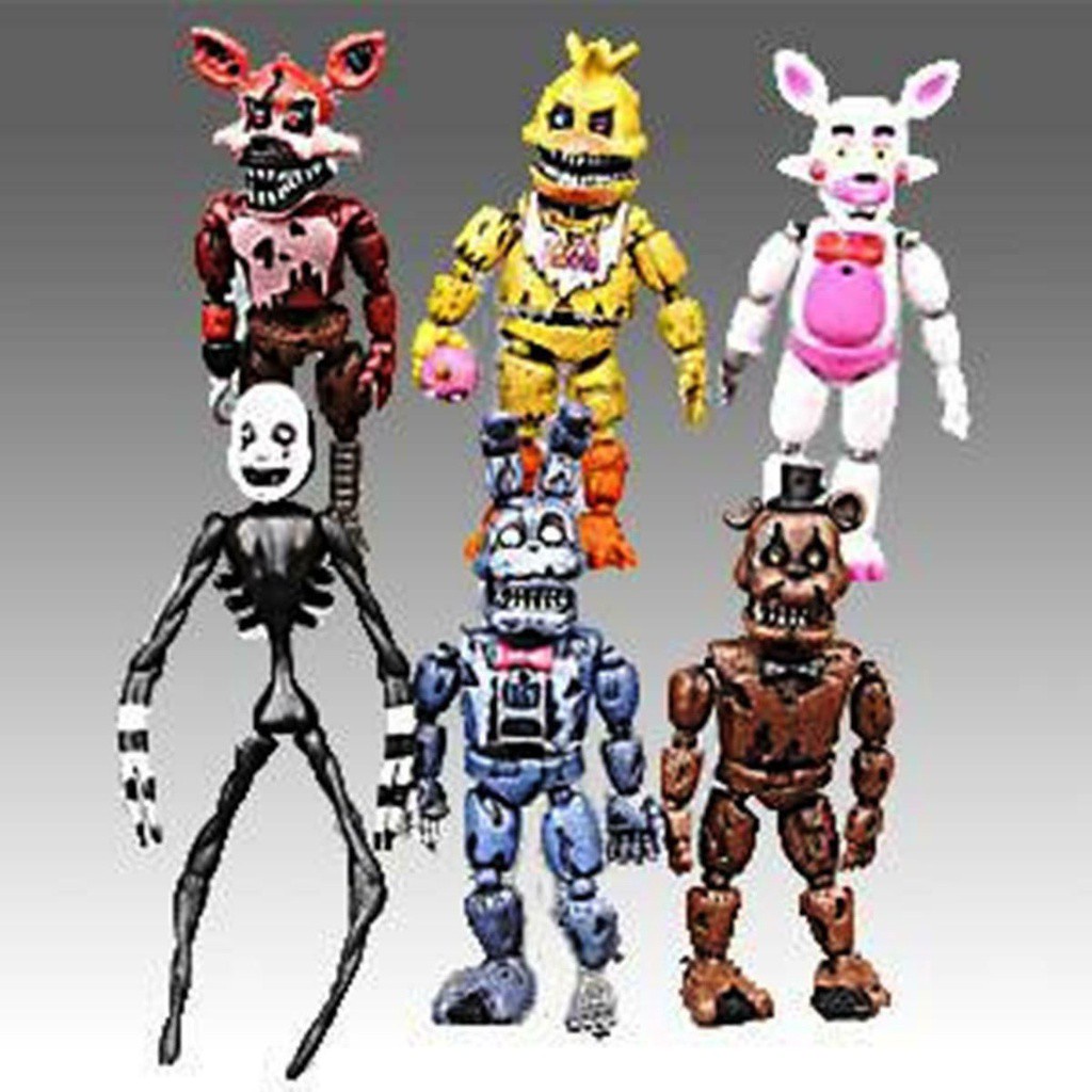 24小時出貨6PCS FNAF Five Nights At Freddy's 迷你人偶模型娃娃微型遊戲系列玩具baxi