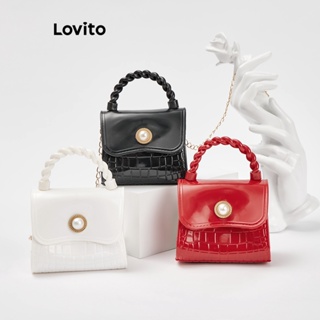 Lovito 女士休閒素色基本款單肩托特包 L66AD042 (白色/紅色/黑色)