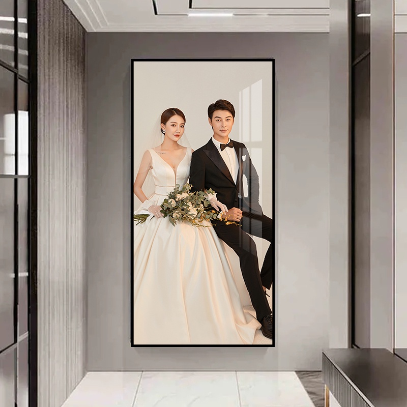 【美物家居】免運 定製婚紗照畫框打印洗照片做成玄關畫加相框結婚照放大掛牆正方形