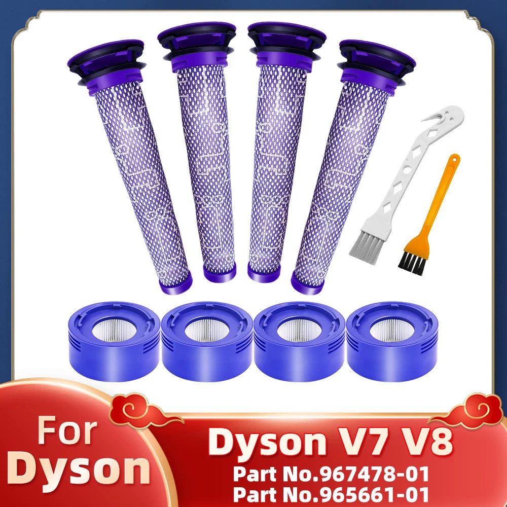 適用於戴森 V7 V8 無繩吸塵器 967478-01 / 965661-01 預過濾器 Hepa 後過濾器更換備件配件