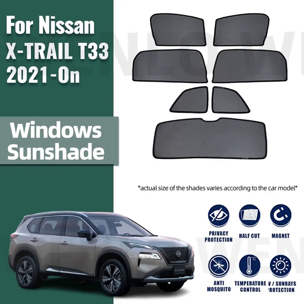 適用於 Nissan X-TRAIL T33 2021-2024 XTRAIL Rogue 磁性汽車遮陽板前後擋風玻璃框