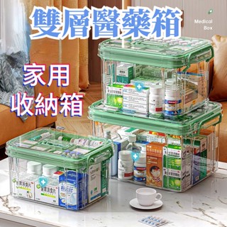 【現貨】透明醫藥箱 可提式整理盒 醫護收納盒 大容量整理箱 醫療急救葯盒 首飾盒 藥箱 分隔收納盒 收納箱 雜物箱