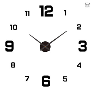 DIY立體數字夜光無邊框亞克力靜音時鐘 免打孔裝飾牆貼客廳辦公室臥室適用現代家庭裝飾 黑色 80-130cm