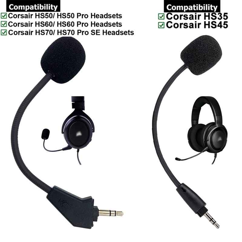 適用於 Corsair HS35 HS45、HS50 HS60 HS70 Pro SE 遊戲耳機耳機配件的替換麥克風 3