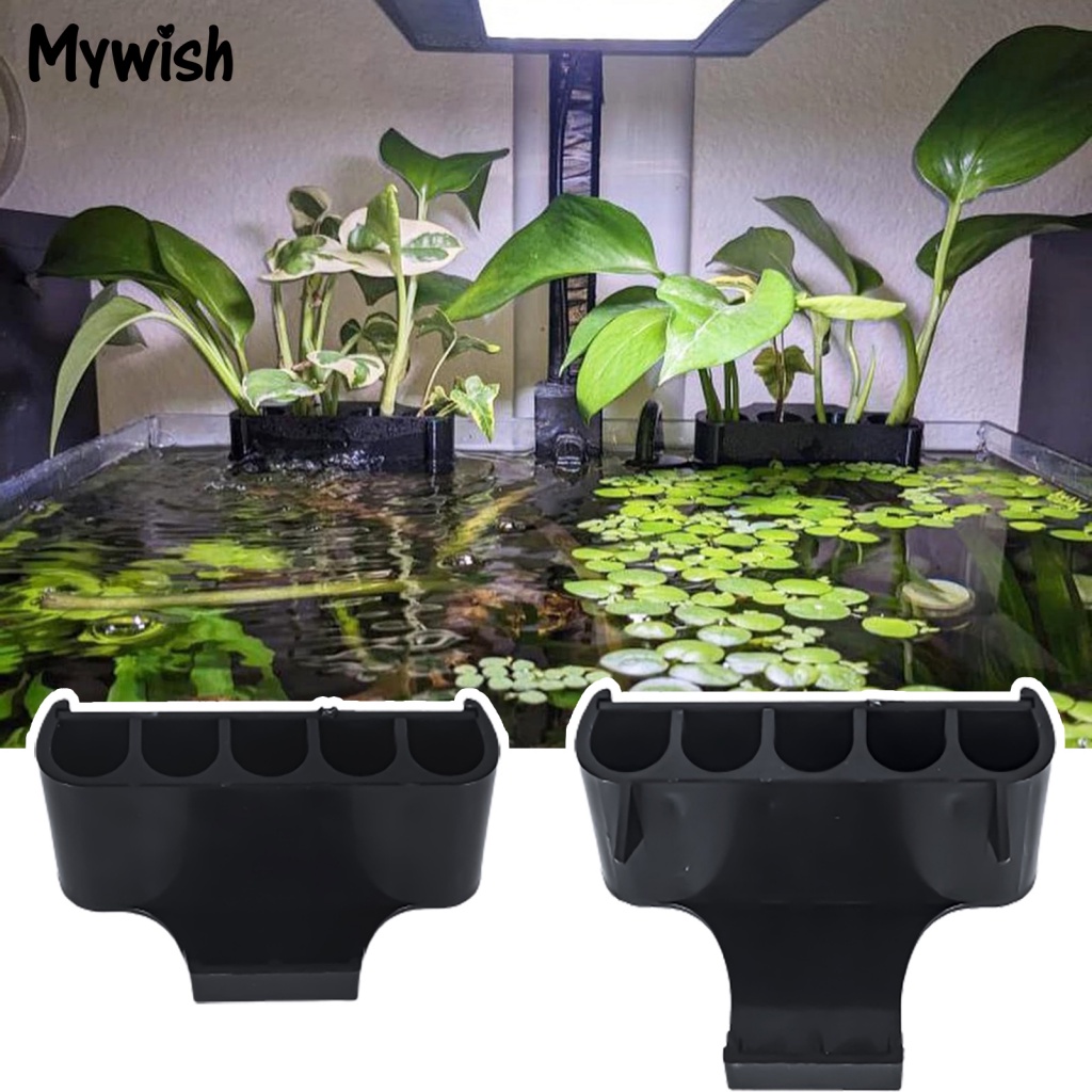Mywish^ Abs 植物支持水族植物水培儲物架魚缸 5 孔水培儲物架用於魚菜共生栽培理想的魚缸植物支架