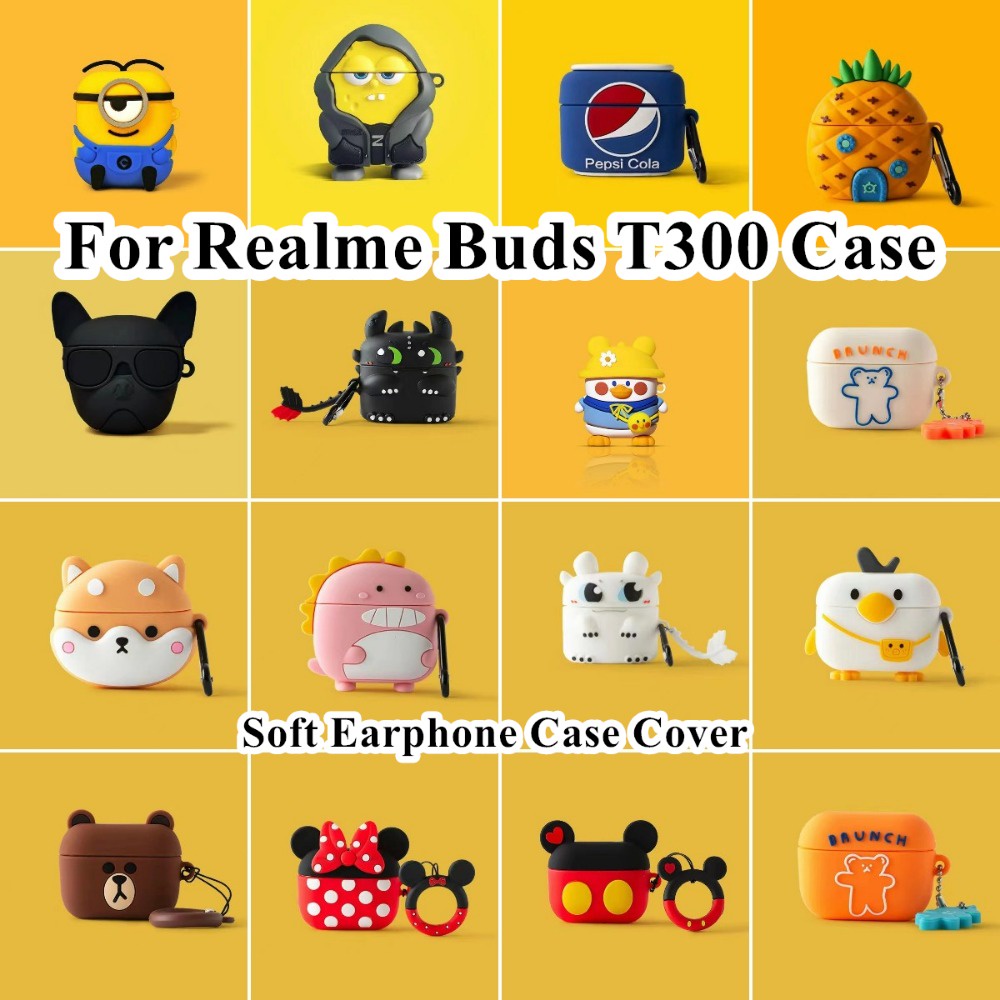 【imamura】適用於 Realme Buds T300 保護套情侶可愛卡通軟矽膠耳機套保護套 NO.1