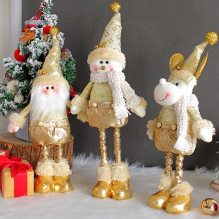 聖誕老人雪人耶誕節伸縮公仔金色耶誕節站姿玩偶裝飾品