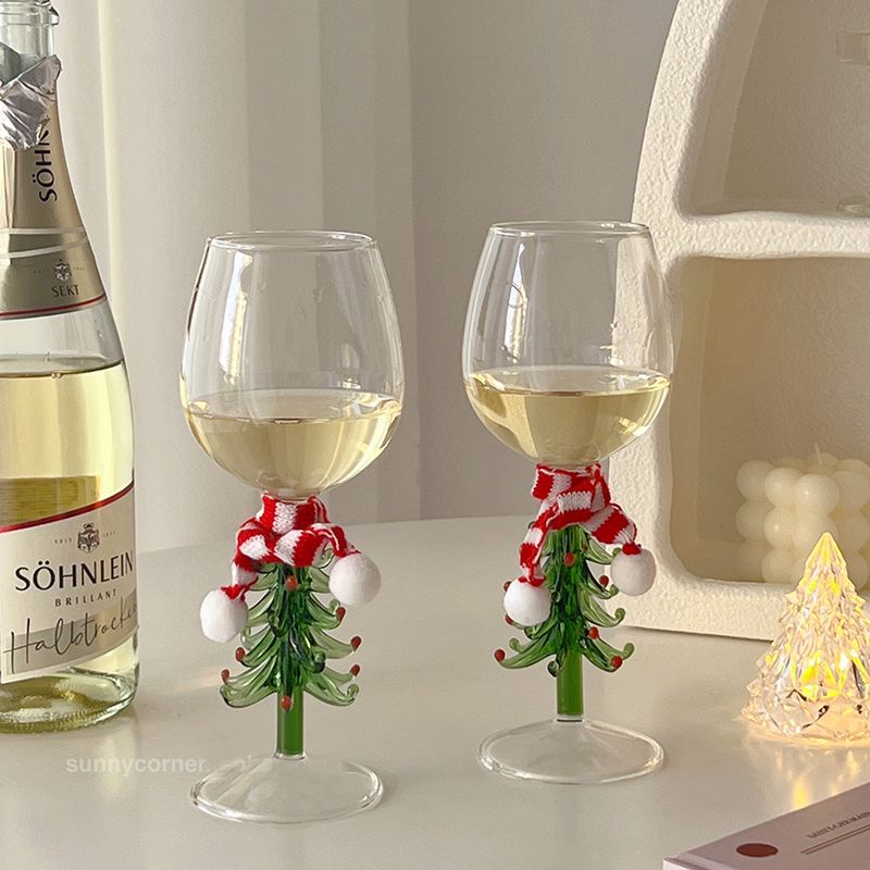 葡萄酒熱紅酒紅酒杯高顔值聖誕樹個性網紅聖誕高腳杯玻璃杯創意 SPUI