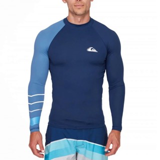 Quiksilver 新款男士游泳 T 恤緊身衝浪泳衣沙灘防紫外線泳裝長袖萊卡游泳衝浪潛水服防曬衣