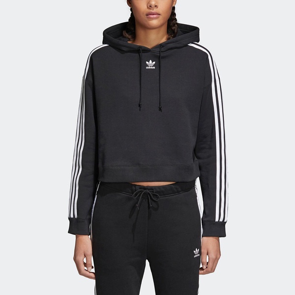 Adidas Cropped Hoodie CY4766 女 連帽上衣 短版 帽T 經典 休閒 國際版 三葉草 黑