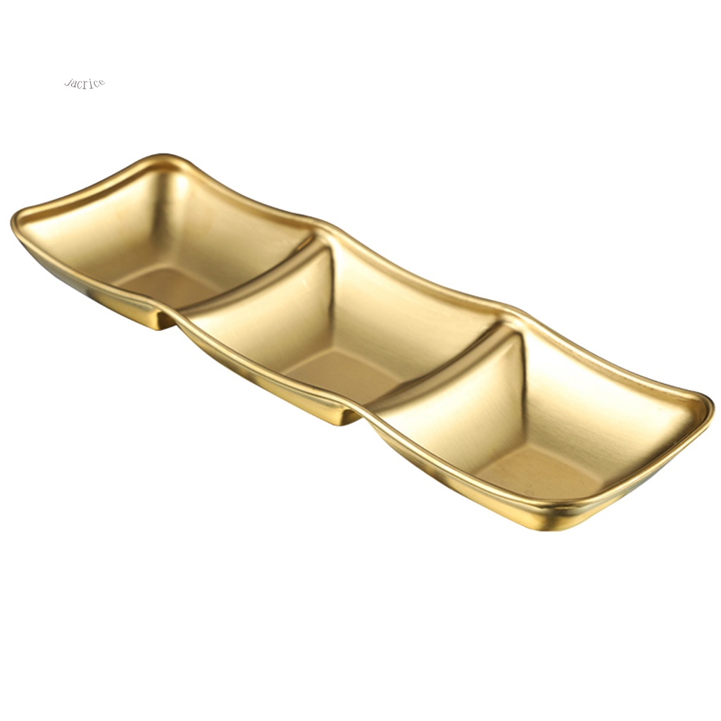 Ja 不銹鋼調味架開胃盤韓國不銹鋼調味盤套裝燒烤餐廳廚房 3 格金屬燒烤醬蘸盤