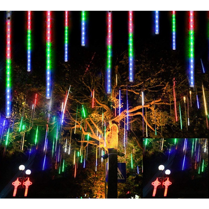 太陽能耶誕掛樹燈 戶外裝飾燈管流星雨燈 耶誕樹掛燈管流星雨裝飾燈