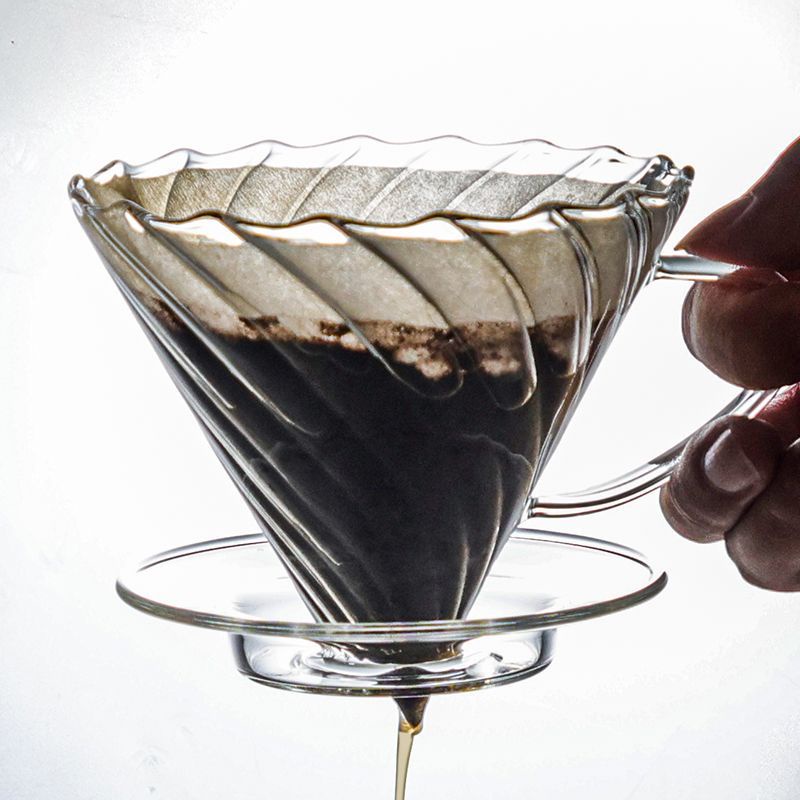 星芒濾杯 咖啡壺手衝螺紋V60咖啡濾杯玻璃咖啡漏斗咖啡過濾器咖啡過濾杯