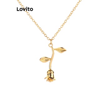 Lovito 浪漫花鏈玫瑰精緻女士禮物項鍊 LFA12525