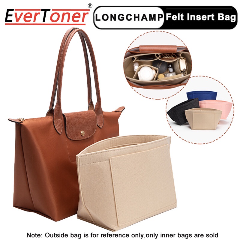 Evertoner 毛氈袋收納袋適用於 Longchamp S/M/L 手提袋錢包收納袋插入手提包收納化妝品內襯袋支撐塑