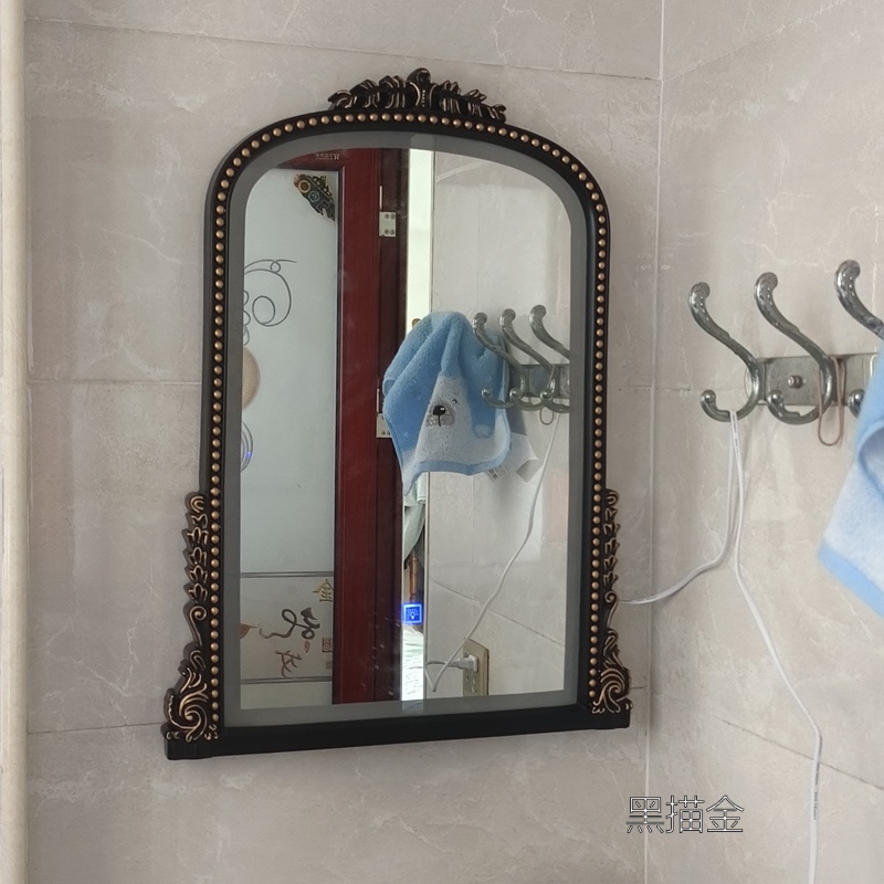 【免運】破損包賠法式輕奢拱形浴室鏡美式復古衛生間鏡子智能廁所掛鏡化妝鏡美容鏡浴室鏡 掛鏡 鏡子 美容鏡 裝飾鏡