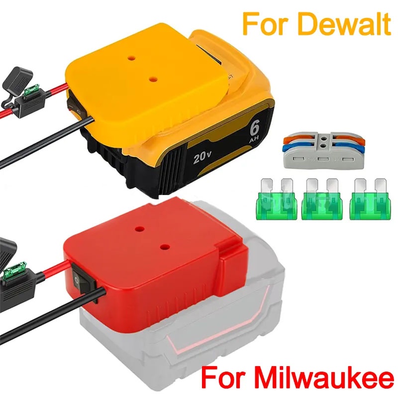 適用於 Dewalt 適用於 Milwaukee 18V 20V 鋰電池電源輪適配器電源輪電池轉換套件,帶開關 12AW