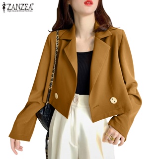 Zanzea 女式韓版時尚短袖翻蓋領西裝外套
