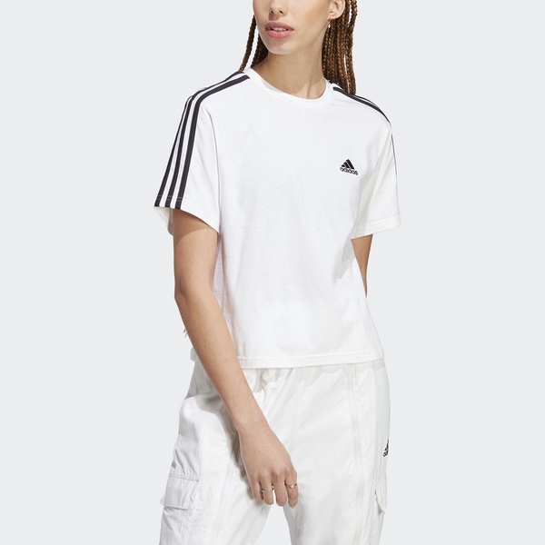 Adidas W 3S CR Top HR4915 女 短袖 上衣 T恤 運動 復古 休閒 短版 棉質 舒適 白黑