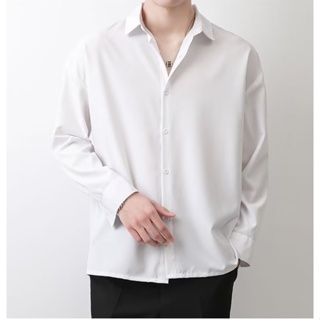 日系極簡白色襯衫 現貨特價24H出貨 冰絲薄款長袖襯衣