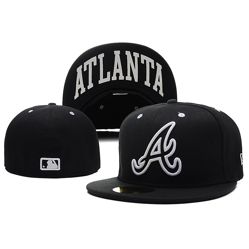高品質MLB亞特蘭大勇士合身帽子男女59五十帽滿封蓋運動刺繡帽子帽子