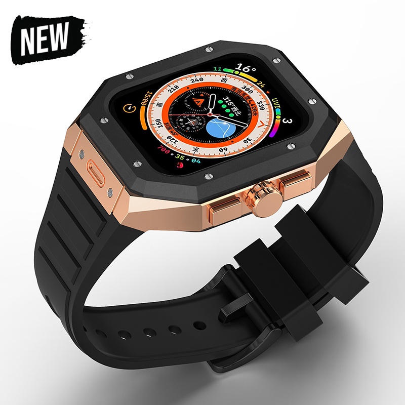 Mod 套件錶殼和錶帶 Richard RM AP 豪華金屬表圈矽膠錶帶兼容 Apple Watch 8 7 45 毫米